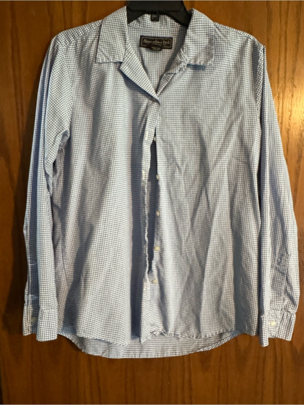 Abercrombie & Fitch Light Blue Micro-Check Button-Down Shirt